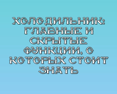 Holodilnik glavnye i skrytye funktsii o kotoryh stoit znat