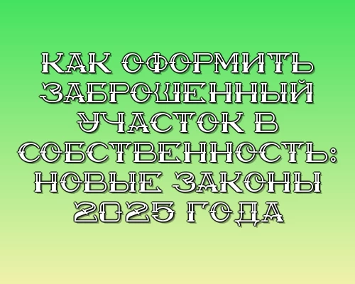 Kak oformit zabroshennyy uchastok v sobstvennost novye zakony 2025 goda